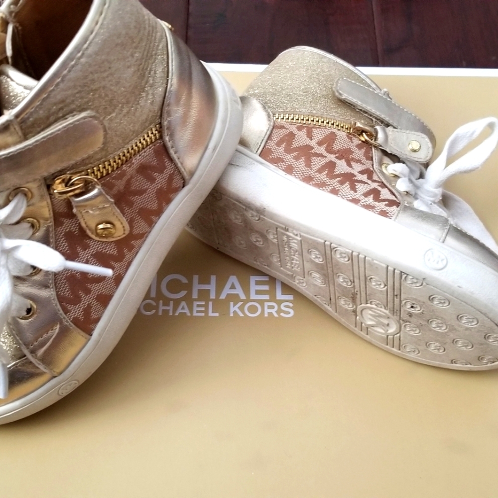 Girls MK gold glam hightops sz 10